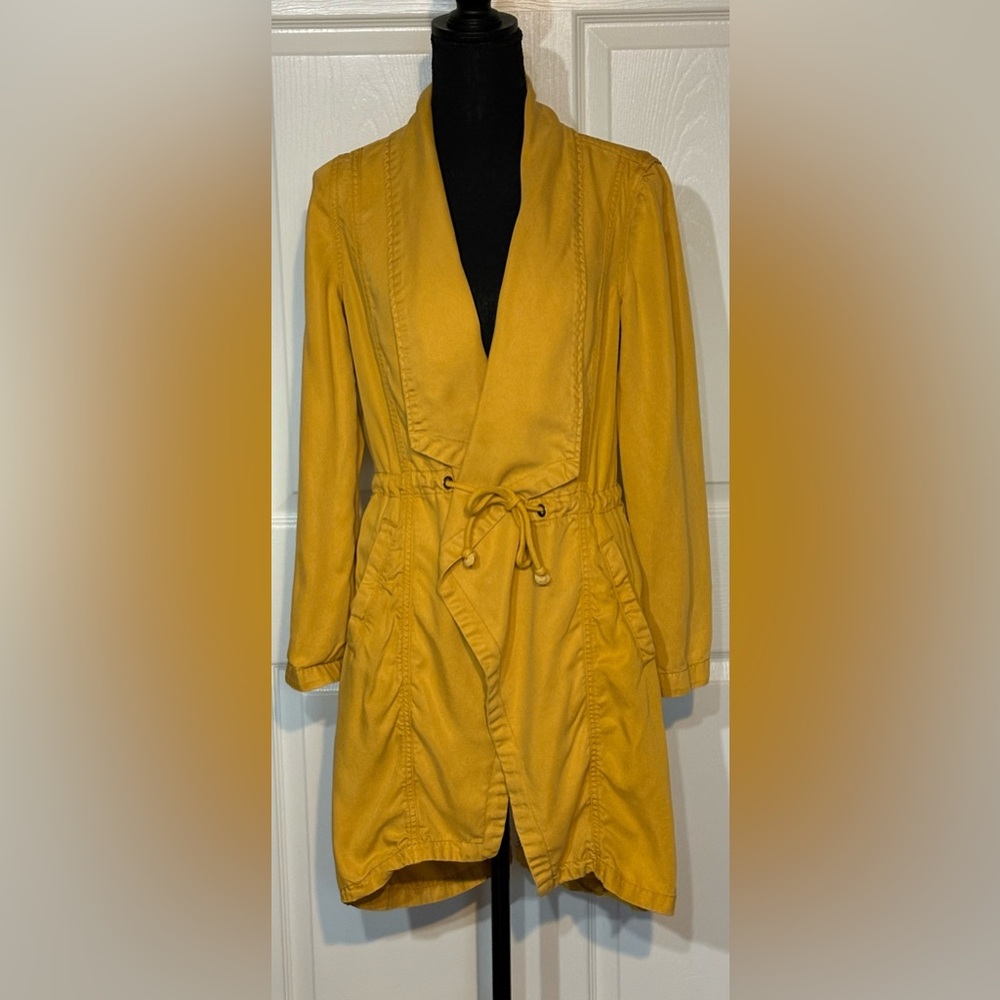 Max Jeans Women’s Long Drape Jacket - Size XS In Mustard - Pockets, Flattering